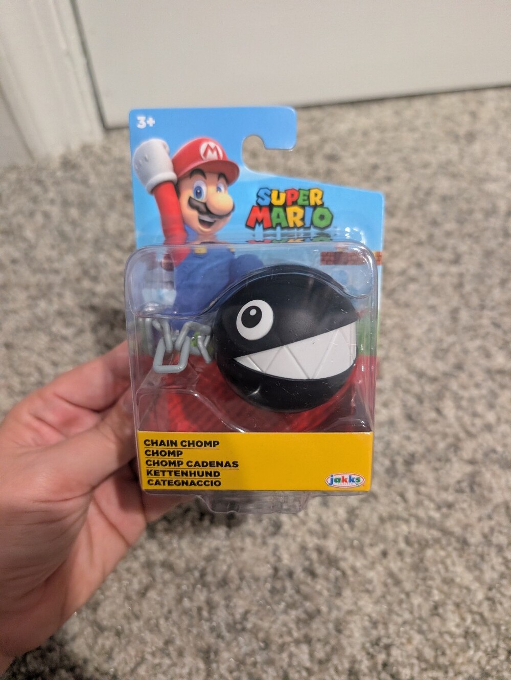 NIP Jakks Pacific Super Mario Chain Chomp Figure - Black - 2 inches